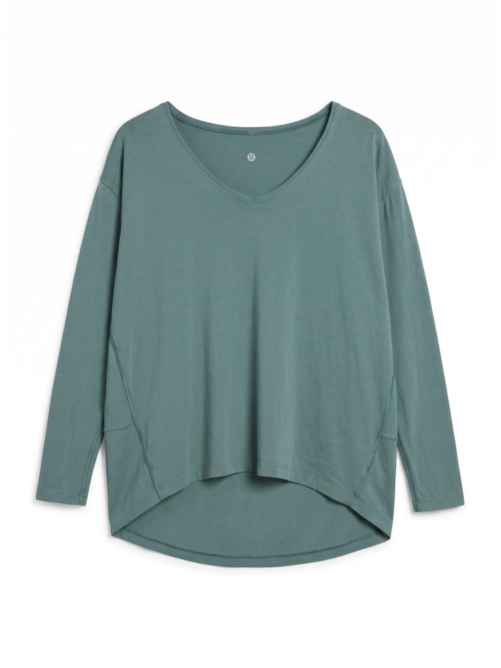 LULULEMON Top Back in Action Long Sleeves V Green Athletic Yoga Oversized, Sz 10